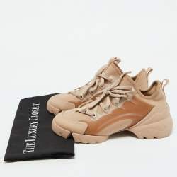 Dior Beige Neoprene and Rubber D-Connect Sneakers Size 38.5