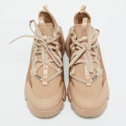 Dior Beige Neoprene and Rubber D-Connect Sneakers Size 38.5