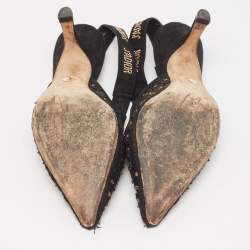 Pre Owned Dior Black Embellished Mesh J'adoir Slingback Pumps Size 38