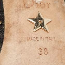 Pre Owned Dior Black Embellished Mesh J'adoir Slingback Pumps Size 38