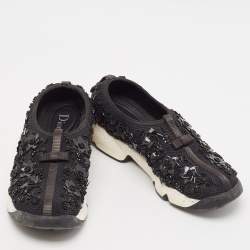 Dior Black Mesh Embellished Fusion Sneakers Size 39.5