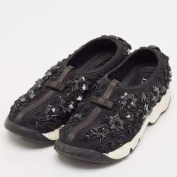 Dior Black Mesh Embellished Fusion Sneakers Size 39.5