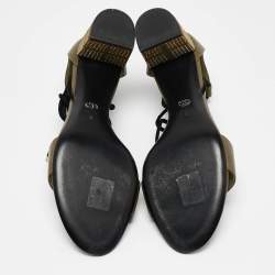 Dior Olive Green Leather Rainbow Stellar Sandals Size 40
