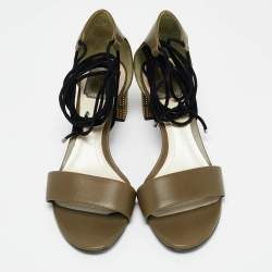 Dior Olive Green Leather Rainbow Stellar Sandals Size 40