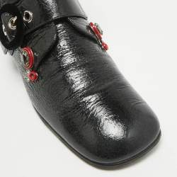 Dior Black Crack Leather Crystal Embellished Ankle Length Boots Size 40.5