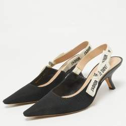 Pre Owned Dior Black Canvas J'Adior Slingback Pumps Size 39.5