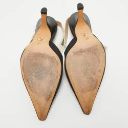 Pre Owned Dior Black Canvas J'Adior Slingback Pumps Size 39.5