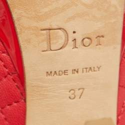 Dior Red Cannage Leather Bow Peep Toe Platform Pumps Size 37