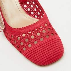 Pre Owned Dior Red Cannage Fabric Dior & Moi Slingback Pumps Size 36
