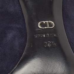 Dior Navy Blue Suede Logo Pointed Toe Pumps Size 38.5