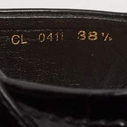 Dior Black Patent Leather Metal Twist Bow Open Toe Clogs Size 38.5