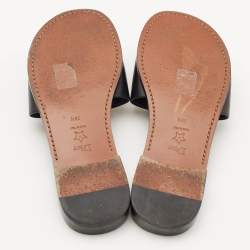 Dior Black Leather Crystal Embellished Diorevolution Flat Slides Size 38.5