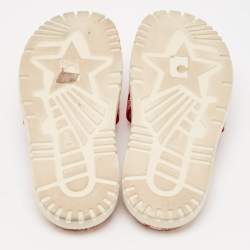 Dior Red/White Embroidered Canvas Dway Flat Slides Size 39.5
