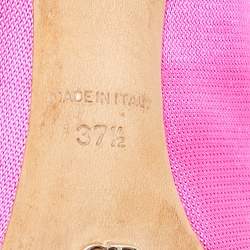 Dior Fuchsia Pink Canvas Flare Heel Peep Toe Pumps Size 37.5
