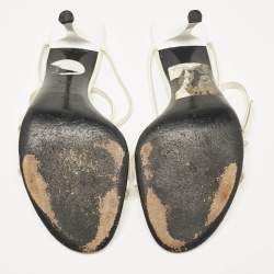 Pre Owned Dior White Leather Ankle Strap Sandals Size 37.5