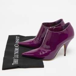 Dior Purple Patent Leather Pointed Toe Ankle Length Boots Size 37