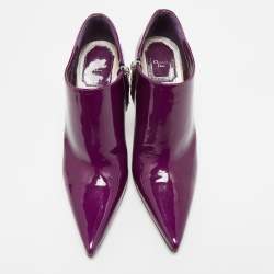 Dior Purple Patent Leather Pointed Toe Ankle Length Boots Size 37