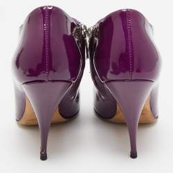 Dior Purple Patent Leather Pointed Toe Ankle Length Boots Size 37