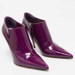 Dior Purple Patent Leather Pointed Toe Ankle Length Boots Size 37