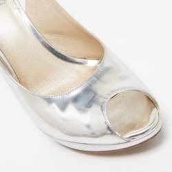 Dior Silver Leather Miss Dior Slingback Sandals Size 39