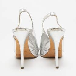 Dior Silver Leather Miss Dior Slingback Sandals Size 39