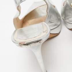 Dior Silver Leather Miss Dior Slingback Sandals Size 39