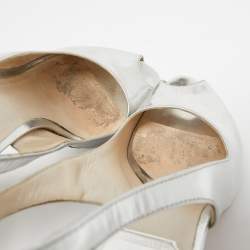Dior Silver Leather Miss Dior Slingback Sandals Size 39