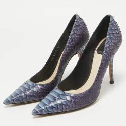 Dior Two Tone Python Leather Cherie Pumps Size 37