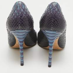 Dior Two Tone Python Leather Cherie Pumps Size 37