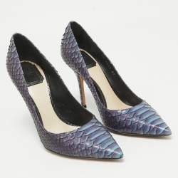 Dior Two Tone Python Leather Cherie Pumps Size 37