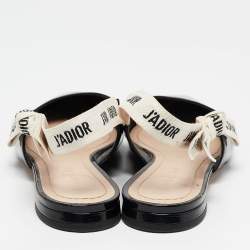Pre Owned Dior Black Patent Leather J'Adior Slingback Flats Size 38