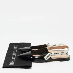 Pre Owned Dior Black Patent Leather J'Adior Slingback Flats Size 38