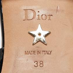 Pre Owned Dior Black Patent Leather J'Adior Slingback Flats Size 38