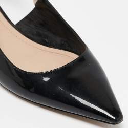Pre Owned Dior Black Patent Leather J'Adior Slingback Flats Size 38