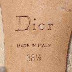 Dior Beige Cannage Leather Embellished Peep Toe Pumps Size 38.5