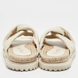 Dior Cream Cannage Quilted Leather D-Twist Espadrille Flat Sandals Size 38.5