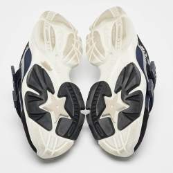 Pre Owned Dior Navy Blue Oblique Technical Fabric D Wander Mule Sneakers Size 38.5