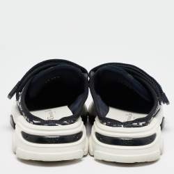 Pre Owned Dior Navy Blue Oblique Technical Fabric D Wander Mule Sneakers Size 38.5