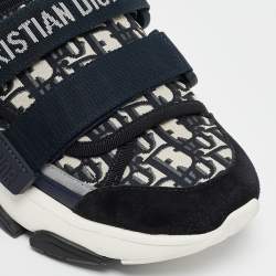 Pre Owned Dior Navy Blue Oblique Technical Fabric D Wander Mule Sneakers Size 38.5