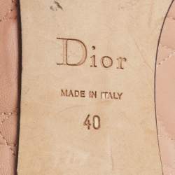 Pre Owned Dior Beige Cannage Leather Bow Ballet Flats Size 40