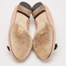 Pre Owned Dior Beige Cannage Leather Bow Ballet Flats Size 40