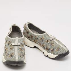 Dior Grey Mesh Fusion Bee Embellished Slip On Sneakers Size 39.5