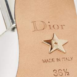 Dior Silver Leather Sweet-D Slingback Pumps Size 36.5