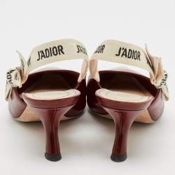 Dior Dark Red Leather J'adior Slingback Pumps Size 36.5