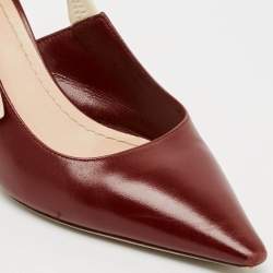 Dior Dark Red Leather J'adior Slingback Pumps Size 36.5