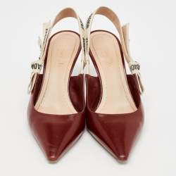 Dior Dark Red Leather J'adior Slingback Pumps Size 36.5