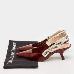 Dior Dark Red Leather J'adior Slingback Pumps Size 36.5