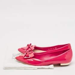 Dior Pink Patent Leather Bow Pointed Toe Ballet  Flats Size 35.5