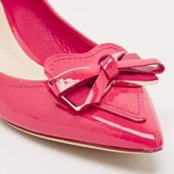 Dior Pink Patent Leather Bow Pointed Toe Ballet  Flats Size 35.5