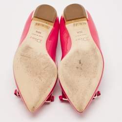 Dior Pink Patent Leather Bow Pointed Toe Ballet  Flats Size 35.5